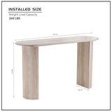 55.12" Marble Console Table Curved Narrow Entryway Table for Living Room Industrial Hallway, Entrance, Office, Corridor, Long Foyer, Corridor, Modern Faulx Marble Travertine Pattern Sofa Couch Table SCANORDIC