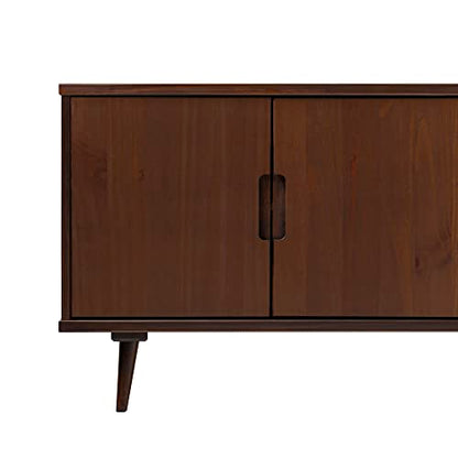 Walker Edison Genia Mid-Century Modern Solid Wood Stand for TVs up to 65 Inches, Walnut - WoodArtSupply