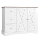 Garvee Buffet Cabinet with Drawers, 42" Large Sideboard Buffet Storage Cabinet with Shelves and Doors, Modern Farmhouse Coffee Bar Station Wood Kitchen Table for Kitchen, Dining Room, White Garvee
