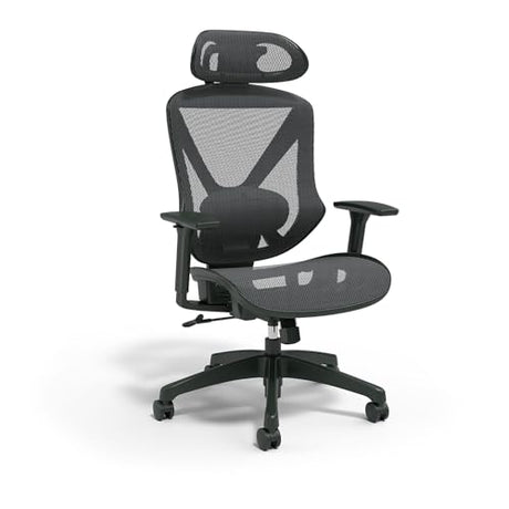 STAPLES Dexley Ergonomic Mesh Office Chair - Adjustable Height, Swivel Tilt, Lumbar Support, Black STAPLES