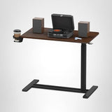 FLEXISPOT Medical Adjustable Overbed Bedside Table with Wheels Pneumatic Mobile Standing Desk Laptop Desk Rolling Computer Cart Movable Table Hospital Home Use(31.5" W x 17.7" D, Mahogany Large) FLEXISPOT