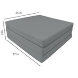 D&D Futon Furniture Trifold Foam Beds, Floor Tri-Fold Bed, Foldable Shikibuton Mattress Cushion Topper Mat for Space Saving Sleepover 3x27x75 in, Gray D&D Futon Furniture