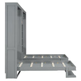 Merax Dual Twin Size Murphy Bed, Twin Wall Beds with Cabinets and Shelves, Gray Merax
