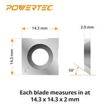 POWERTEC Carbide Cutters Knives for Wen Planers PL1326, Jointers JT630H w/Spiral, Helical Cutterheads, Square Blades Inserts fits Cutech Planers, POWERTEC