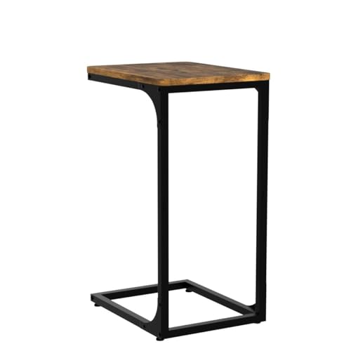 QEEIG C Table Side Table Set of 2 Living Room Sets C Shaped Couch Tray End Tables Farmhouse, Rustic Brown (017-30BN) QEEIG
