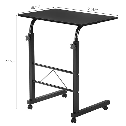 Karl home Side Table Mobile Standing Desk Adjustable Height Portable Laptop Table, TV Tray Computer Workstation Sofa Bed Teble for Home Office, Desktop 23.62" L x 15.75" W, Black Karl home