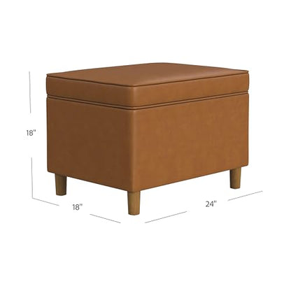 HomePop - Dinah 24" Storage Ottoman- Carmel Faux Leather