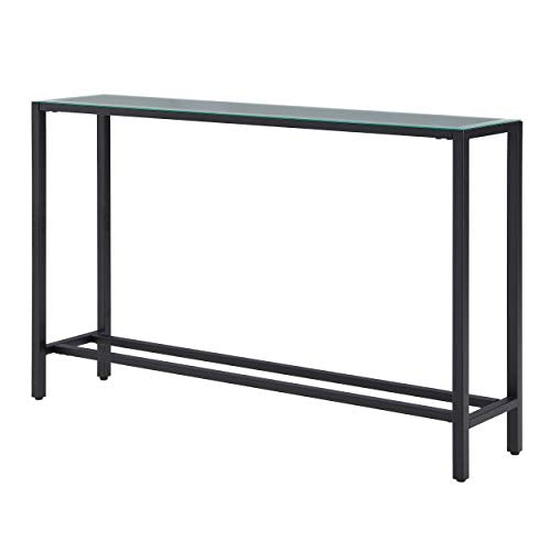 SEI Furniture Darrin Narrow Mirrored Top Console Table, 56", Black SEI Furniture