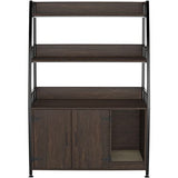 GDLF Large Hidden Cat Litter Box Enclosure Furniture with Shelf Wood Sturdy Cat Washroom Storage with Scratch, Dark Brown GDLF