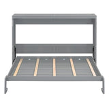 Merax Modern Farmhouse Solid Wood Murphy Cabinet Bed, No Box Spring Needed/Easy Assemble/Queen,Gray Merax