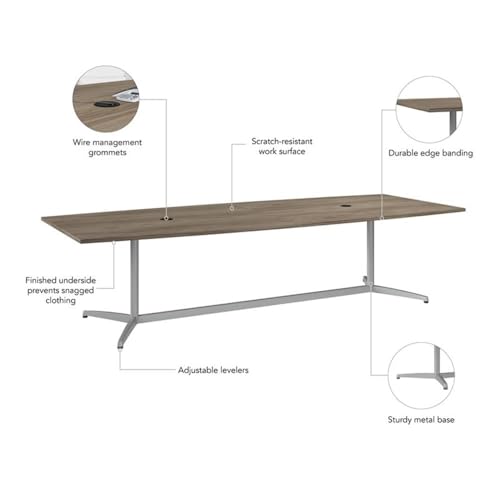 BOWERY HILL 120W Boat Shaped Conference Table in Modern Hickory BOWERY HILL