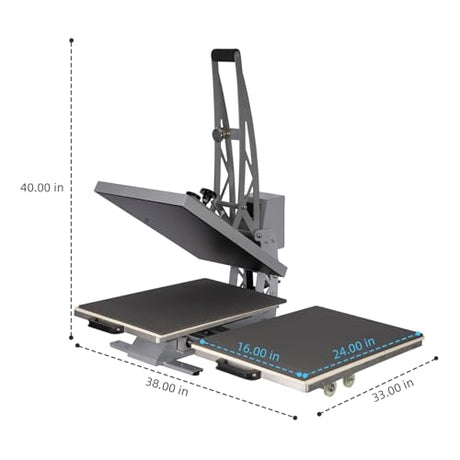 TLSols 24”x16” Commercial Heat Press Machine, Auto Open, for T-Shirts, Garments, Bags, Textile, Curtains, Digital Industrial Sublimation Printer for Sublimation, Vinyl, Heat Transfer Projects TLSols