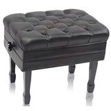 Griffin Genuine Leather Adjustable Piano Bench Black Solid Wood Vintage Style & Heavy-Duty Ergonomic Keyboard Stool | Cushion Seat with Storage Space Griffin