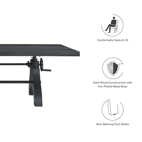 Modway 96" Adjustable Counter/Bar-Height Dining or Conference Table Black - WoodArtSupply