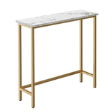 HollyHOME Narrow Hallway Table, 29.5" Small Console Stand, Slim Entryway Table, Sofa Desk, for Hallway, Bedroom, Living Room, Foyer, Marble Texture HollyHOME