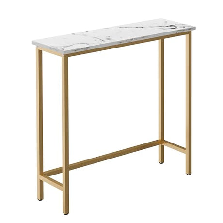 HollyHOME Narrow Hallway Table, 29.5" Small Console Stand, Slim Entryway Table, Sofa Desk, for Hallway, Bedroom, Living Room, Foyer, Marble Texture HollyHOME
