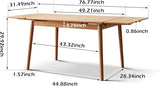 Vadisun 49.21’’-76.77’’ Extendable Dining Room Table for 6-10 Person, 100% Solid Wood Oak Dinner Kitchen Table, Mid Century Modern Dining Table for Kitchen, Living Room, Apartment (Natural) Vadisun