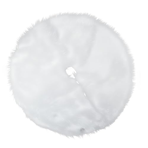 Christmas Tree Skirt 36 Inch White Plush Fur–Soft Fluffy Xmas Tree Skirt for Holiday Decoration, Luxury Snowy White Christmas Decor for Home, Party, New Year, Winter Wonderland (Round) kelongn