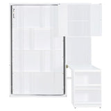SOFTSEA Twin Size Murphy Bed with Desk, Bookshelf & Storage Cabinets, Space-Saving Foldable Wall Bed with Extendable Desk, White SOFTSEA
