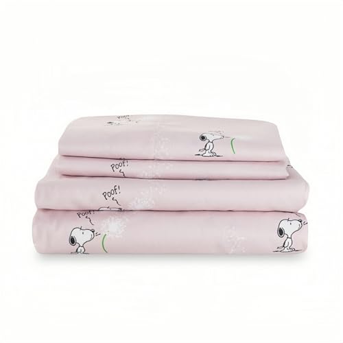 Berkshire Blanket Peanuts® Kids Sheet Set King Size - 4 Pieces,Cute Character Snoopy Printed Soft Microfiber Bed Sheets,Peanuts Make A Wish Spring Pink Berkshire Blanket