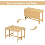 Merax Farmhouse Wood Extendable Dining Table with Drop Leaf for Small Places, Modern Freestanding Scalable Desk for Kitchen & Living Room, Natural Merax