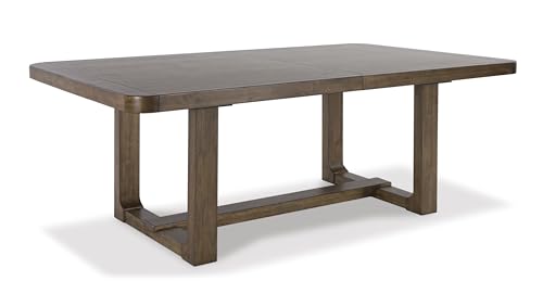 Signature Design by Ashley Cabalynn Farmhouse Dining Extension Table with 1 Removable Center Leaf, Light Brown