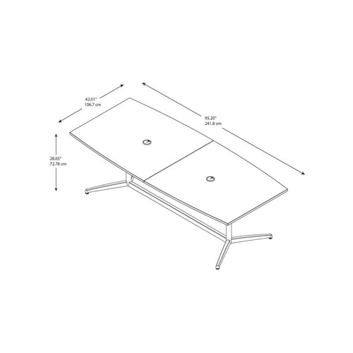 Pemberly Row 96W x 42D Boat Shaped Conference Table with Metal Base - Storm Gray Pemberly Row