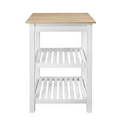 Casual Home Sunrise (Small) with Solid Harvest Hardwood Top Kitchen Island, 22.75"W, Natural&White - WoodArtSupply