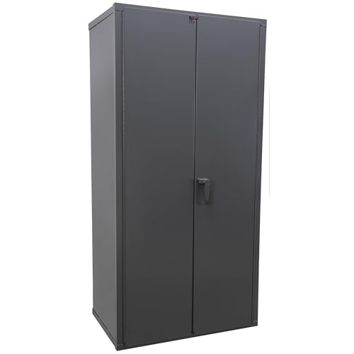Jamco Extra Heavy Duty Steel Storage Cabinet with Solid Lockable Doors, 14-Gauge All-Welded Metal Cabinet, 4 Adjustable Shelves, 7,200 lbs Capacity, 24" D x 36" W x 74" H, Gray Jamco