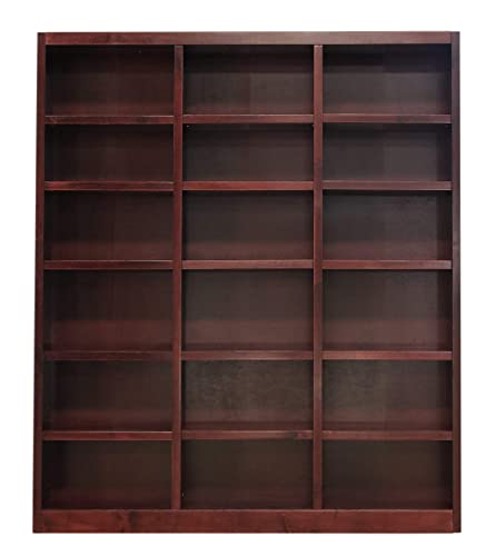 Traditional 84" Tall Triple Wide Cherry Wood Bookcase with 18 Shelves Concepts In Wood