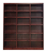 Traditional 84" Tall Triple Wide Cherry Wood Bookcase with 18 Shelves Concepts In Wood