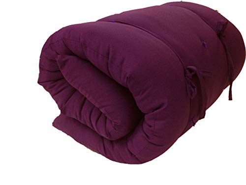 D&D Futon Furniture Traditional Japanese Floor Rolling Futon Mattress, Cotton Batting/Foam/Polyester Fiber, Foldable Bed (Burgundy, 3 x 54 x 80 (in) Full Size) D&D Futon Furniture