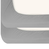 Biloban Twin Fitted Sheet 2 Pack, Twin Bedding Fitted Sheets Only with Deep Pocket up to 14", Bottom Sheet, Shrinkage & Stain Resistant Bed Sheets, Wrinkle Free & Easy Care, Grey Biloban