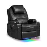 AHMED Dual Motor Power Swivel Rocker Recliner Chair with Massage & Heat, Electric Glider Rocking Chairs with Cup Holders,LED Lights, USB A/USB C Ports for Living Room, Nursery, Black