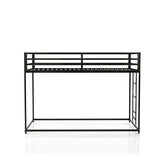 Furniture of America Dravenor Modern Metal Twin Over Twin Low Profile Bunk Bed with Reversible Ladder and Twnty-Two Slats, No Box Spring Required, for Kids, Bedroom, Dorm, Black Furniture of America