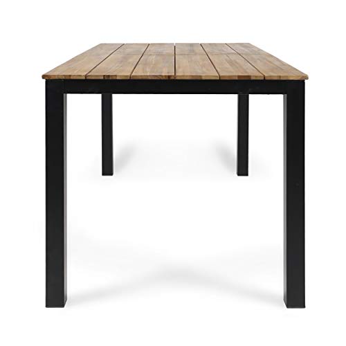 Christopher Knight Home Zak Outdoor 71" Acacia Wood Dining Table, Teak Finish, Black Christopher Knight Home