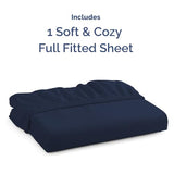 Full Fitted Bed Sheet - Bottom Single Fitted Sheet Only - Ultra-Soft Hotel Luxury Bedding w/ 8-16 Inch Deep Pockets - Breathable, Cooling & Wrinkle Free - Easy-Fit, Fade & Shrink Resistant - Navy Blue CGK Unlimited