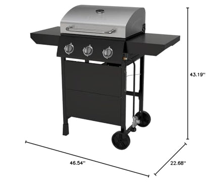 Megamaster 3-Burner Propane Gas Grill with Side Tables, 27,000BTUs, Stainless Steel Lid, Spacious 429 SQ. In. Cooking Space, BBQ Grill for Outdoor Cooking, Patios, Parties, and More - 720-1012