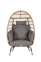 Oversized Patio Egg Chair, Wicker Rattan Egg Chair for Adult, Indoor Outdoor Patio Large Wicker Basket with Water-Resistant Cushion, Outdoor Lounge 360Lbs Capacity - Dark Gray cattino