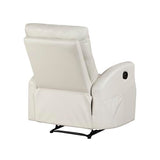 Lexicon Manual Recliner Chair, Wall Hugger Reclining Chair, Faux Leather Nursery Recliner, Tab Pull Reclining, Magazine Pocket, for Living Room/Theater Seating/Apartment, Easy Assembly, Beige