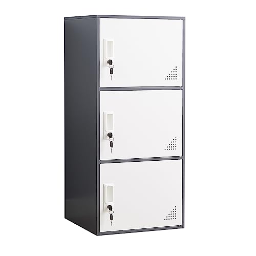 iCHENGGD 3 Door Metal Locker Steel Storage Cabinet, Office Storage Lockers for Employees, Vertical Metal Cabinets for Home,Office,School,Room Storage Organizer iCHENGGD