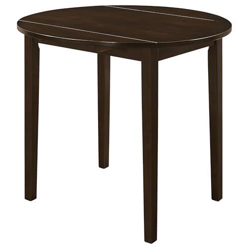 Coaster Home Furnishings 3-Piece Round Wood Dining Room Set Drop Leaf Extension Table Ladder Back Side Chairs Upholstered Seat Cushions Cappuccino and Tan 130005 Coaster Fine Furniture