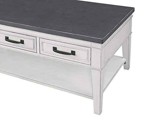 Martin Svensson Home Del Mar Coffee Table, Antique White and Grey - WoodArtSupply