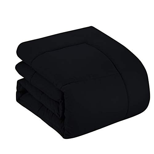 Sweet Home Collection Down Alternative Comforter All Season Warmth Luxurious Plush Loft Microfiber Fill Duvet Insert Bedding, Queen, Black Sweet Home Collection