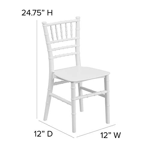 EMMA + OLIVER Child’s All Occasion White Resin Chiavari Chair for Home or Home Based Rental Business