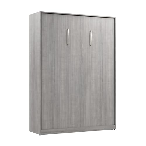 Bestar Claremont 59W Full Murphy Bed in Platinum Gray, Sleeping Arrangement for Multipurpose Area, Bedroom, Guest Room, or Living Room Bestar