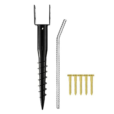 kdgarden Premium No Dig Ground Anchor Black U-Model Screw in Post Stake 27" Long Anchor Fits Full Sized 4"x4" Posts, Great for Mailbox Posts and Fence Posts