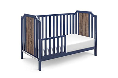 Suite Bebe Brees Convertible Island Crib in Midnight Blue and Vintage Walnut, 53.5x37.5x30.5 Inch (Pack of 1)