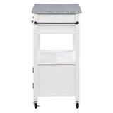 OSP Home Furnishings Fairfax Kitchen Cart with Granite Work Top and Extra Storage Drawer and Cabinet, White Office Star Products