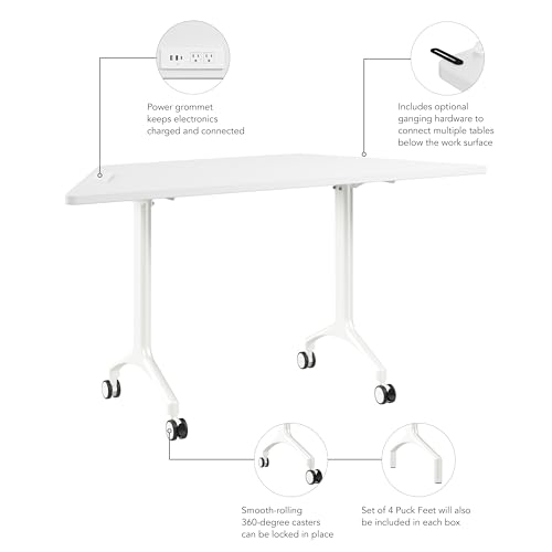 Bush Business Furniture 60-inch Trapezoid Modular Office Conference Table, Synergy Collection, White Bush Furniture
